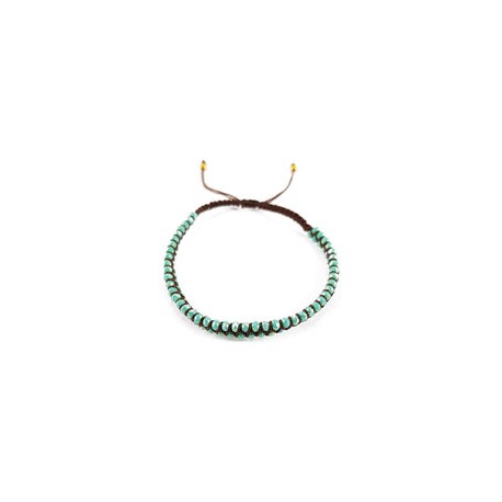 Pulsera tejida entrelazado con cristal turquesa