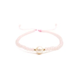 Pulsera de Cristales Rosa Pastel con Perla