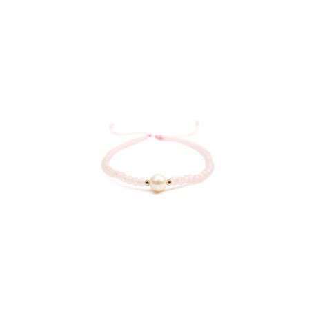 Pulsera de Cristales Rosa Pastel con Perla