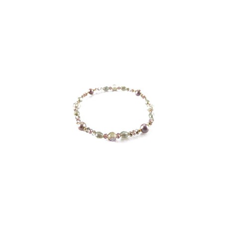Pulsera cristales verdes con perla natural gris