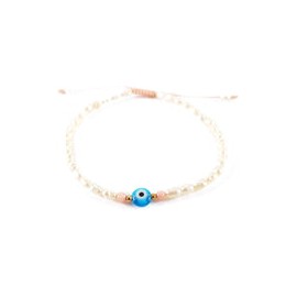 Pulsera perla natural arroz con ojo turco