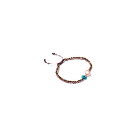Pulsera de Cristales con Perla Natural Irregular
