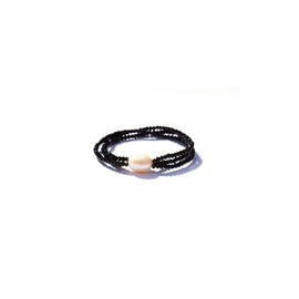Brazalete Pulsera Cristal Negro con Perla