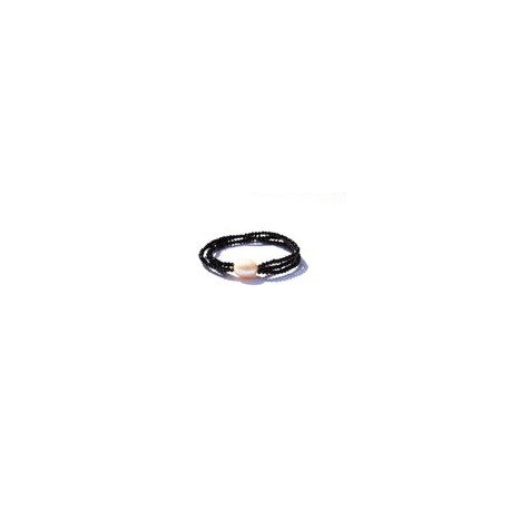 Brazalete Pulsera Cristal Negro con Perla