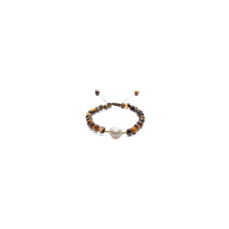 Pulsera de ojo de tigre con perla barroca